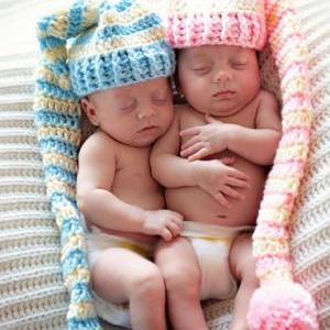 Twin Set Baby Elf Hat, Crochet Long Tail Elf Hat,..