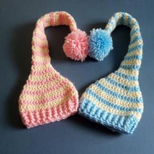 Twin Set Baby Elf Hat, Crochet Long Tail Elf Hat,..