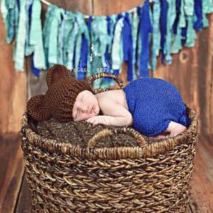 Crochet Hat With Ears For Newborn, Baby Bear Hat,..