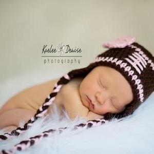 Crochet Football Hat For Baby Girl, Newborn..