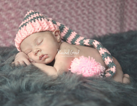 Baby Crochet Long Tail Elf Hat, Baby Crochet Elf Hat, Newborn Hat